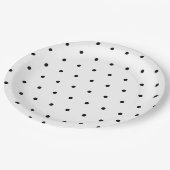 Klassieke witte zwarte pooldots papieren bordje (Gekanteld)