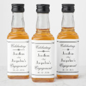 Klassieke Witte Zwarte Script Rand Trouwring Mini Likeurfles Etiket (Flessen)
