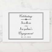 Klassieke Witte Zwarte Script Rand Trouwring Mini Likeurfles Etiket (Enkel label)