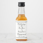 Klassieke Witte Zwarte Script Rand Trouwring Mini Likeurfles Etiket (Voorkant)