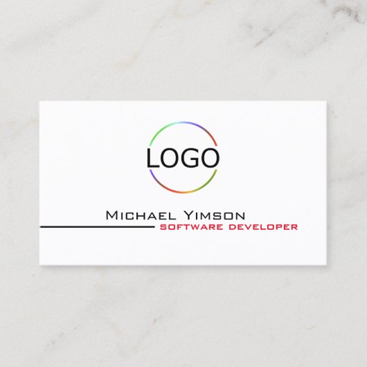 Klassieke witte zwarte tonijn met Logo & fotoprofe Visitekaartje (Voorkant)