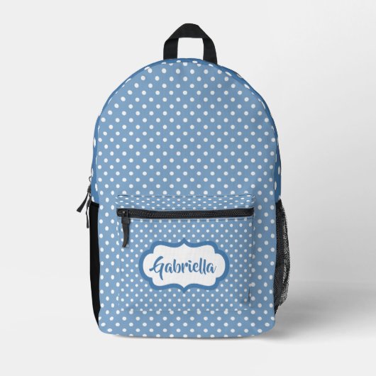 Klassieke witte Zwitserse polka stippen op korenbl Bedrukte Rugzak (Voorkant)