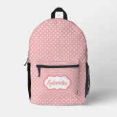Klassieke witte Zwitserse polka stippen op perzik Bedrukte Rugzak (Voorkant)