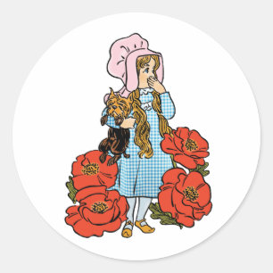 Klassieke Wizard of Oz, Dorothy, Rode Klaprozen Ronde Sticker