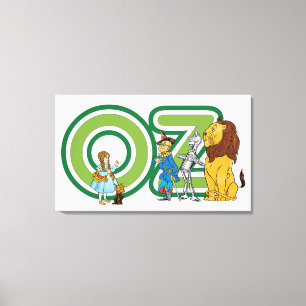 Klassieke Wizard of Oz-personages en tekstletters Canvas Afdruk