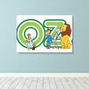 Klassieke Wizard of Oz-personages en tekstletters Canvas Afdruk
