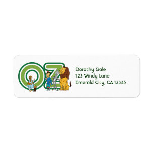 Klassieke Wizard of Oz-personages en tekstletters Etiket