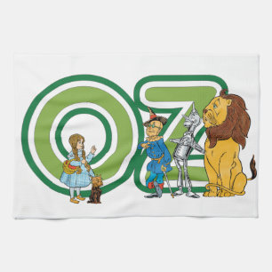 Klassieke Wizard of Oz-personages en tekstletters Theedoek