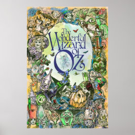 KLASSIEKE WIZARD OF OZ POSTER - alle boekkarakters