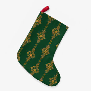 Klassieke Wm. Morris Poinsettia Groen Goud Streep Kleine Kerstsok