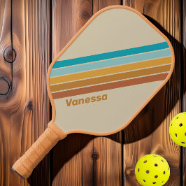 Klassieke Woestijn Regenboog Gestreept met Naam Pickleball Paddle