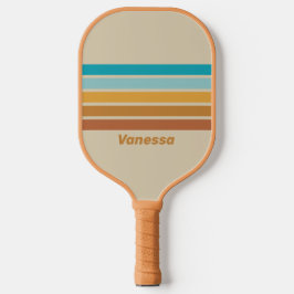 Klassieke Woestijn Regenboog over Strepen met Naam Pickleball Paddle