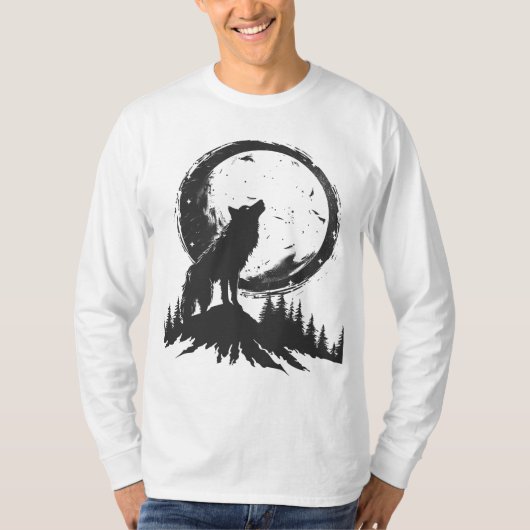 Klassieke wolf in het maanlicht T-shirt (Voorkant)
