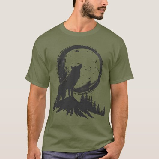Klassieke wolf in het maanlicht t-shirt (Voorkant)