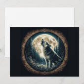 Klassieke, wolf & moon feestdagenkaart (Voorkant / Achterkant)