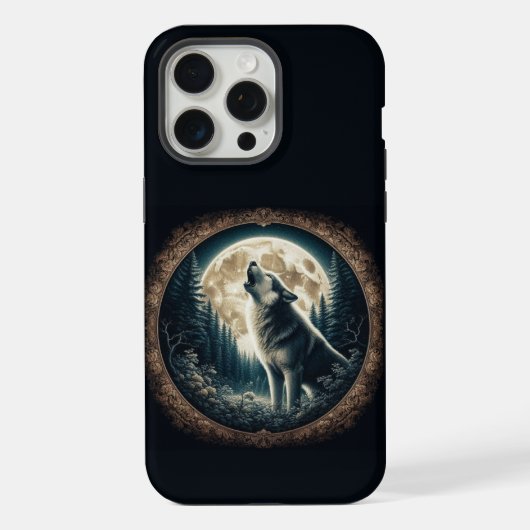 Klassieke, wolf & moon iPhone hoesje (Achterkant)