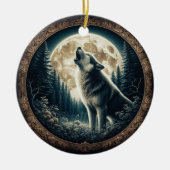 Klassieke,  wolf & moon keramisch ornament (Voorkant)