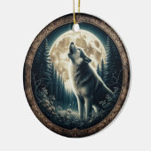 Klassieke,  wolf & moon keramisch ornament (Links)