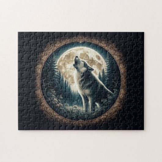 Klassieke,  wolf & moon legpuzzel (Horizontaal)