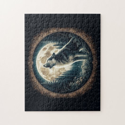 Klassieke,  wolf & moon legpuzzel (Verticaal)