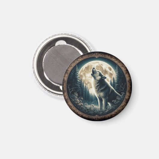 Klassieke,  wolf & moon magneet (Voorkant / Achterkant)