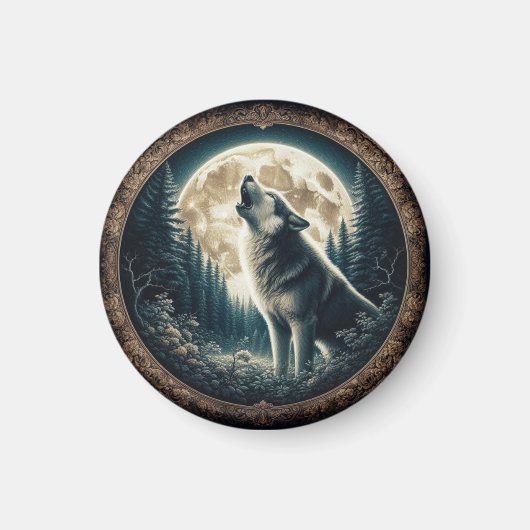 Klassieke,  wolf & moon magneet (Voorkant)