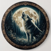 Klassieke,  wolf & moon ronde button 6,0 cm (Voorkant)