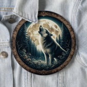 Klassieke,  wolf & moon ronde button 6,0 cm (In situ)