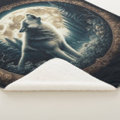 Klassieke,  wolf & moon sherpa deken (3/4)