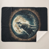 Klassieke,  wolf & moon sherpa deken (Voorkant (horizontaal))