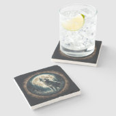 Klassieke, wolf & moon stenen onderzetter (Zijkant)