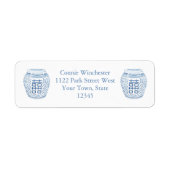 Klassieke Woman Blue White Waterverf Ginger Jar Etiket (Voorkant)