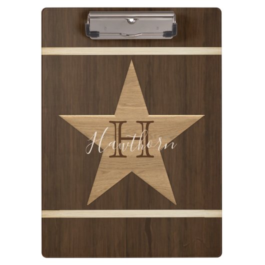 Klassieke Wood Star Dark Brown en Tan Klembord (Voorkant)