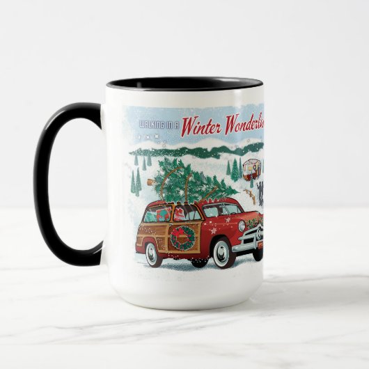 Klassieke Woodie Wagon Kerst Mok (Links)