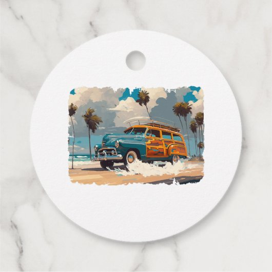 Klassieke Woody Wagon Bedankjes Labels (Achterkant)