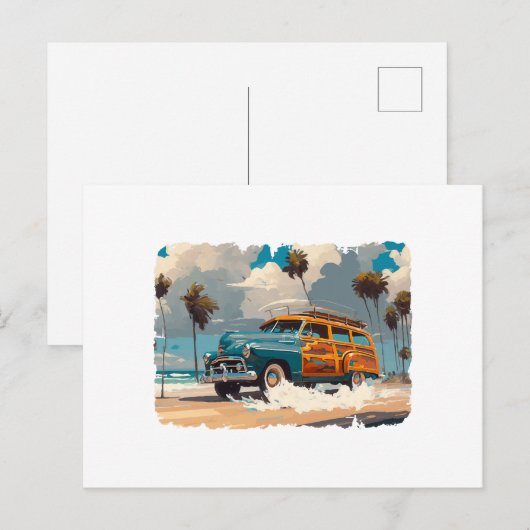 Klassieke Woody Wagon Briefkaart (Voorkant / Achterkant)