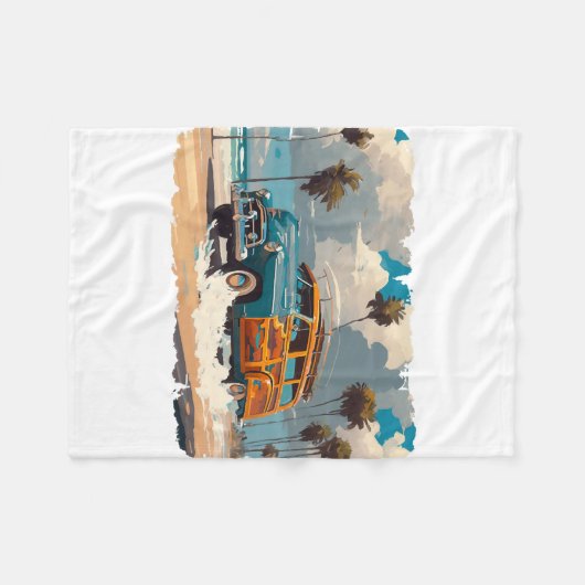 Klassieke Woody Wagon Fleece Deken (Voorkant (Horizontaal))