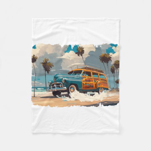 Klassieke Woody Wagon Fleece Deken (Voorkant)