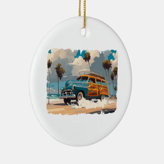 Klassieke Woody Wagon Keramisch Ornament (Rechts)