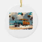 Klassieke Woody Wagon Keramisch Ornament (Voorkant)