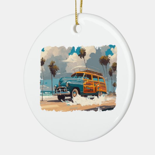 Klassieke Woody Wagon Keramisch Ornament (Links)