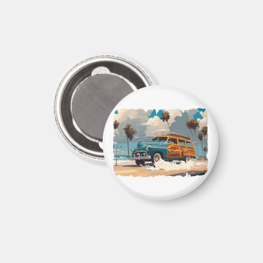 Klassieke Woody Wagon Magneet (Voorkant / Achterkant)