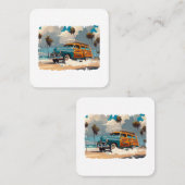 Klassieke Woody Wagon Vierkante Visitekaartje (Voorkant / Achterkant)