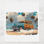 Klassieke Woody Wagon Wijn Etiket (Enkel label)