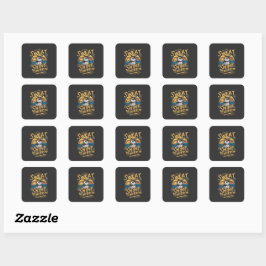 Klassieke Workout Motivatie Kunst met Konijn Vierkante Sticker