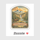 Klassieke Yellowstone Berg Waterval Wildernis Sticker (Vel)