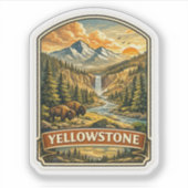 Klassieke Yellowstone Berg Waterval Wildernis Sticker (Voorkant)