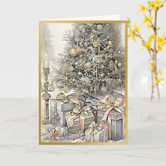 Klassieke Yuletide Opulentie Kaart (Gele Bloem)