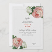 Klassieke Zacht Roze en Witte Rozen bruiloft Kaart (Voorkant)