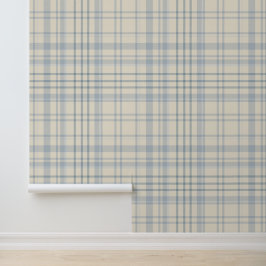 Klassieke zachte blauwe en beige ruit behang
